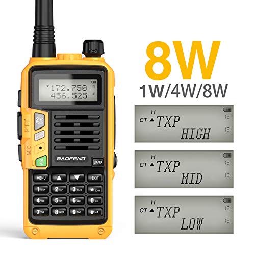 BaoFeng UV-S9 Plus(Upgrade of UV-5R) 8-Watt 2200mAh Larger Battery with USB Charger Cable Rechargeable long rang VHF UHF Dual Band Amateur Ham Two Way Radio(Orange)