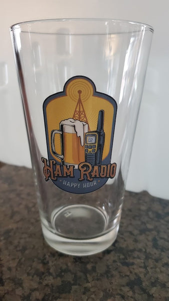 Ham Radio Happy Hour 16oz Pint Glass (Beer Glass)