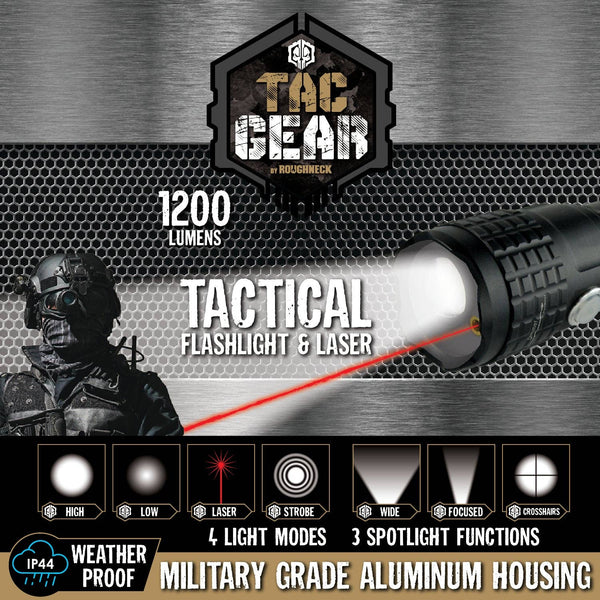 Tac Gear 1200 Lumen Flashlight & Laser Soft Grip - 6/Display
