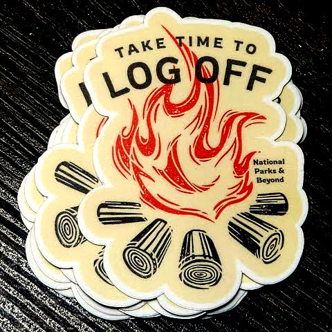 Take Time To Log Off Camping Sticker – Ham Radio 2.0