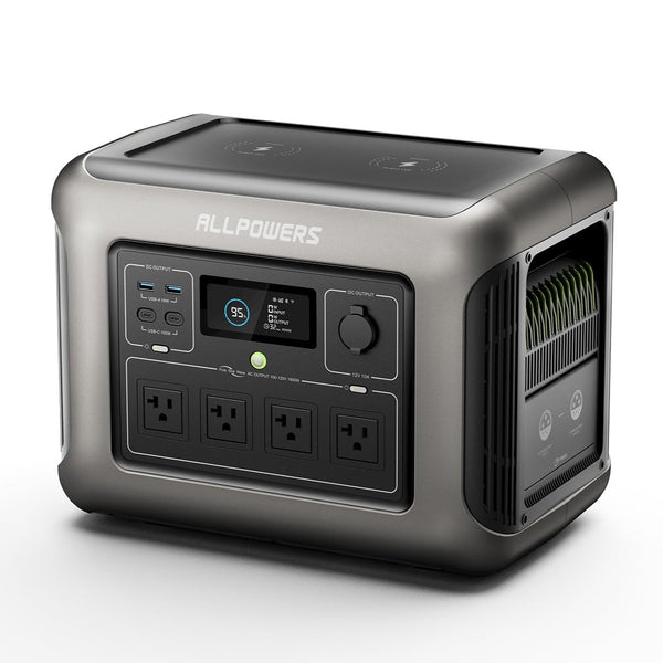 ALLPOWERS R1500 Portable Power Station, 1152Wh Expandable LiFePO4 Battery Backup w/ 4 1800W (3000W Peak) AC Outlets, 0-80% in 40 Min, 43dB UPS Solar Generator for Camping, Off-Grid, RV, Home Use
