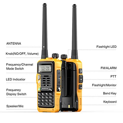BaoFeng UV-S9 Plus(Upgrade of UV-5R) 8-Watt 2200mAh Larger Battery with USB Charger Cable Rechargeable long rang VHF UHF Dual Band Amateur Ham Two Way Radio(Orange)