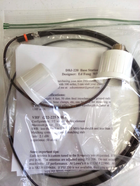 Ed Fong J-Pole Antennas - Dual Band, 220 and Roll-up