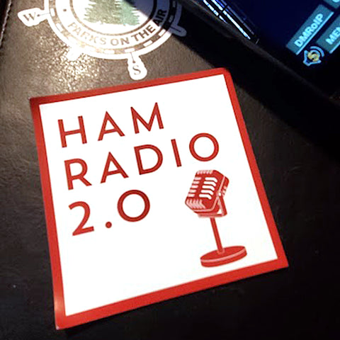 Red on White Ham Radio 2.0 Square Magnet