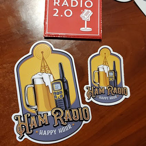 Ham Radio Happy Hour LARGE 5" Sticker
